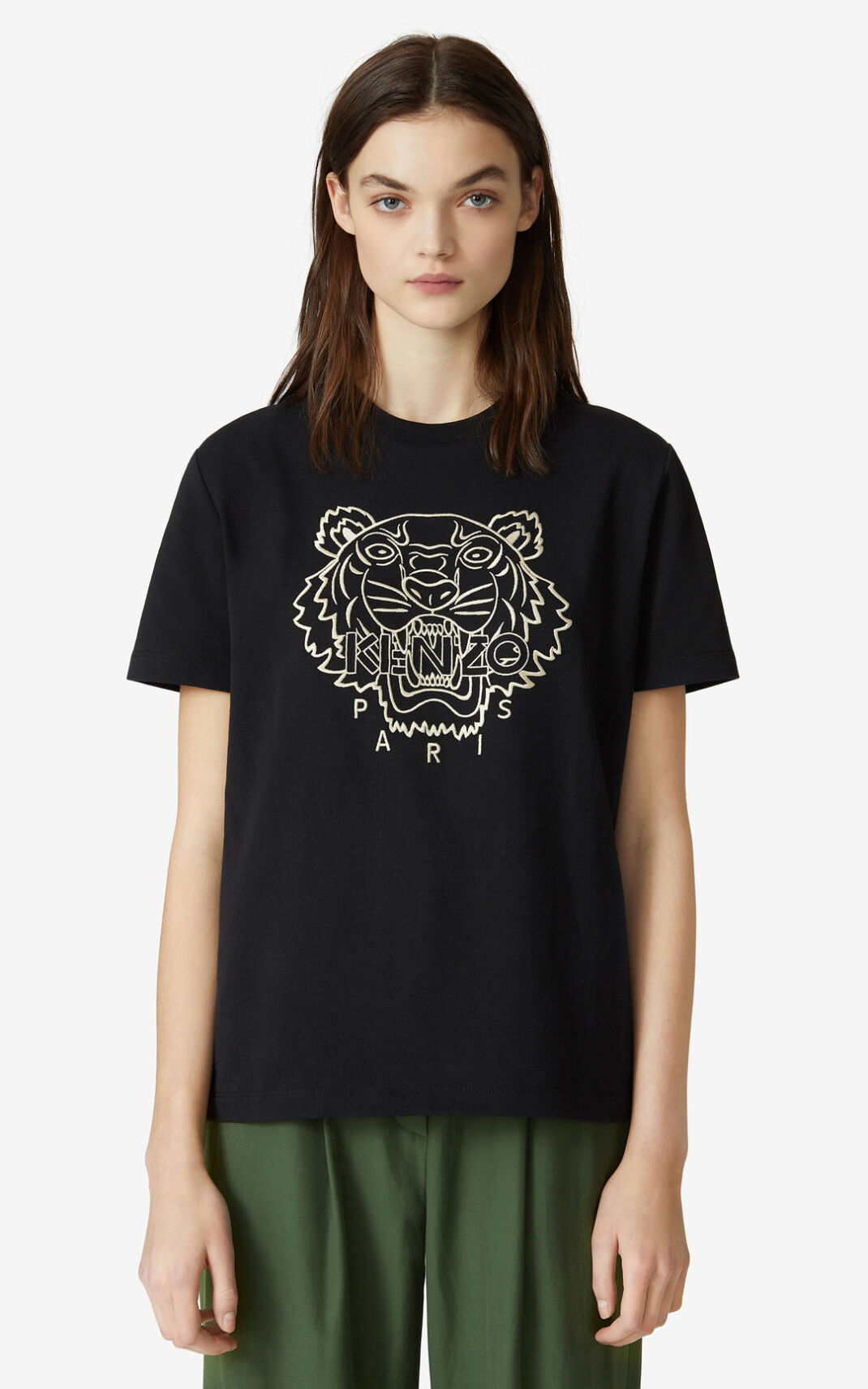 Camiseta Kenzo Loose Tiger Feminino - Pretas | 324VJHUAF